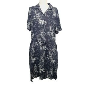 AllSaints Tiger Safari Button Front Athea Shirt Dress Black White Minimalist M‎